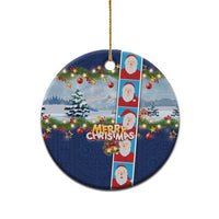 Merry Christmas Ceramic Ornament Funny Santa Claus Cards Photo and Polynesian Pattern Blue Color LT03 - Polynesian Pride