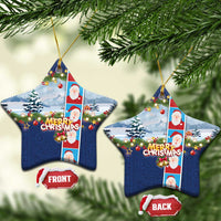 Merry Christmas Ceramic Ornament Funny Santa Claus Cards Photo and Polynesian Pattern Blue Color LT03 Star Blue - Polynesian Pride