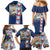 Merry Christmas Family Matching Mermaid Dress and Hawaiian Shirt Funny Santa Claus Cards Photo and Polynesian Pattern Blue Color