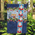 Merry Christmas Garden Flag Funny Santa Claus Cards Photo and Polynesian Pattern Blue Color LT03