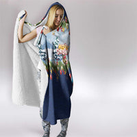 Merry Christmas Hooded Blanket Funny Santa Claus Cards Photo and Polynesian Pattern Blue Color LT03 - Polynesian Pride