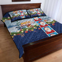 Merry Christmas Quilt Bed Set Funny Santa Claus Cards Photo and Polynesian Pattern Blue Color LT03 - Polynesian Pride