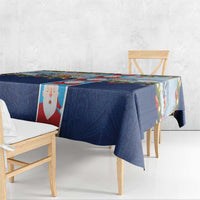 Merry Christmas Tablecloth Funny Santa Claus Cards Photo and Polynesian Pattern Blue Color LT03 - Polynesian Pride