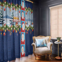 Merry Christmas Window Curtain Funny Santa Claus Cards Photo and Polynesian Pattern Blue Color LT03 - Polynesian Pride