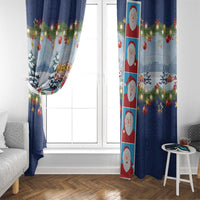 Merry Christmas Window Curtain Funny Santa Claus Cards Photo and Polynesian Pattern Blue Color LT03 - Polynesian Pride