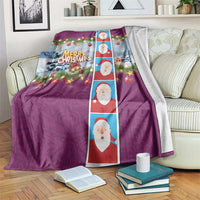 Merry Christmas Blanket Funny Santa Claus Cards Photo and Polynesian Pattern Pink Color LT03 Pink - Polynesian Pride