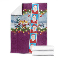 Merry Christmas Blanket Funny Santa Claus Cards Photo and Polynesian Pattern Pink Color LT03 - Polynesian Pride