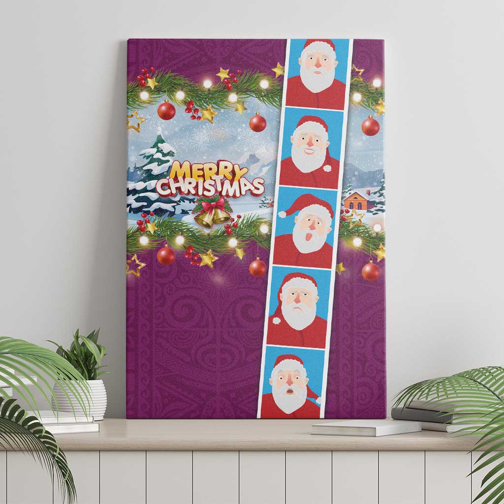 Merry Christmas Canvas Wall Art Funny Santa Claus Cards Photo and Polynesian Pattern Pink Color LT03 - Polynesian Pride