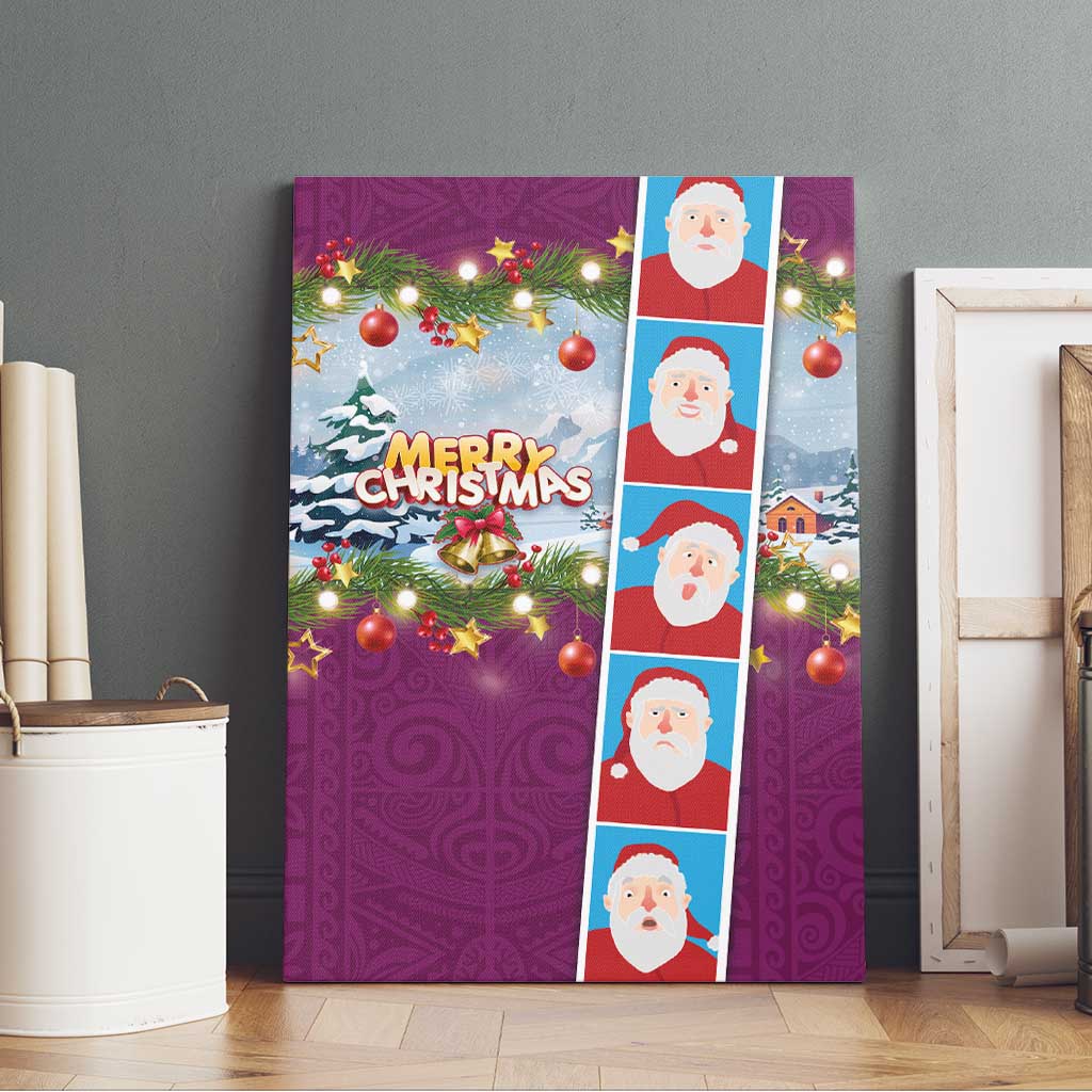Merry Christmas Canvas Wall Art Funny Santa Claus Cards Photo and Polynesian Pattern Pink Color LT03 - Polynesian Pride