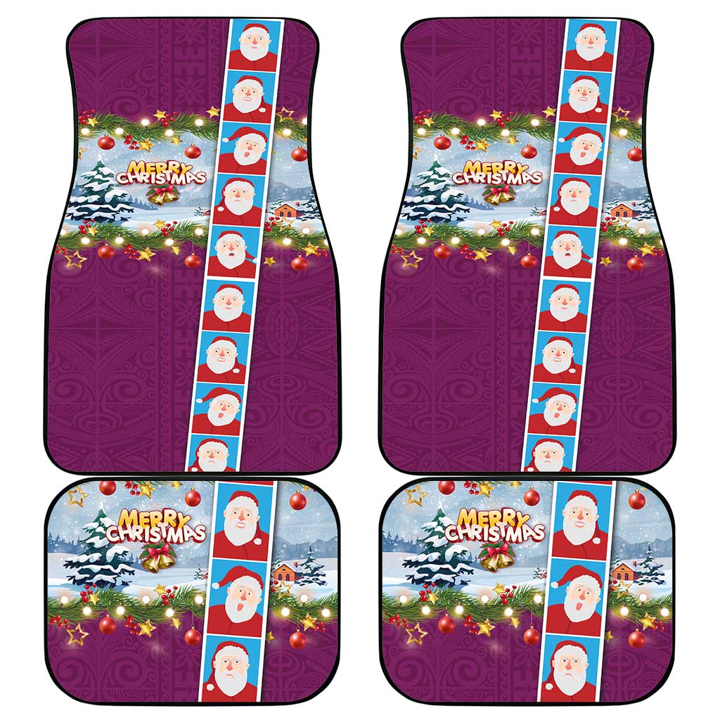 Merry Christmas Car Mats Funny Santa Claus Cards Photo and Polynesian Pattern Pink Color LT03 - Polynesian Pride