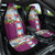 Merry Christmas Car Seat Cover Funny Santa Claus Cards Photo and Polynesian Pattern Pink Color