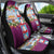 Merry Christmas Car Seat Cover Funny Santa Claus Cards Photo and Polynesian Pattern Pink Color