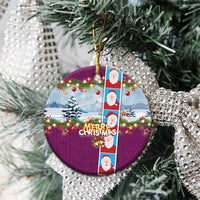 Merry Christmas Ceramic Ornament Funny Santa Claus Cards Photo and Polynesian Pattern Pink Color LT03 - Polynesian Pride