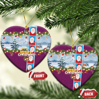 Merry Christmas Ceramic Ornament Funny Santa Claus Cards Photo and Polynesian Pattern Pink Color LT03 Heart Pink - Polynesian Pride