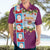 Merry Christmas Hawaiian Shirt Funny Santa Claus Cards Photo and Polynesian Pattern Pink Color