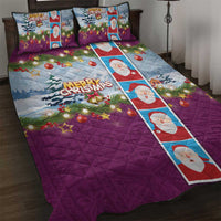 Merry Christmas Quilt Bed Set Funny Santa Claus Cards Photo and Polynesian Pattern Pink Color LT03 Pink - Polynesian Pride