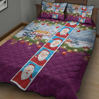 Merry Christmas Quilt Bed Set Funny Santa Claus Cards Photo and Polynesian Pattern Pink Color LT03 - Polynesian Pride