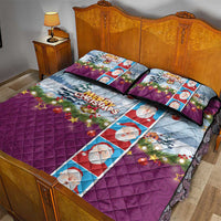 Merry Christmas Quilt Bed Set Funny Santa Claus Cards Photo and Polynesian Pattern Pink Color LT03 - Polynesian Pride