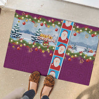 Merry Christmas Rubber Doormat Funny Santa Claus Cards Photo and Polynesian Pattern Pink Color LT03 - Polynesian Pride
