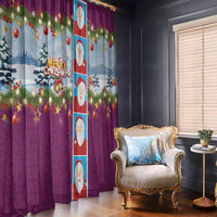 Merry Christmas Window Curtain Funny Santa Claus Cards Photo and Polynesian Pattern Pink Color LT03 - Polynesian Pride