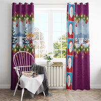 Merry Christmas Window Curtain Funny Santa Claus Cards Photo and Polynesian Pattern Pink Color LT03 - Polynesian Pride
