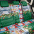 Merry Christmas Back Car Seat Cover Funny Santa Claus Cards Photo and Polynesian Pattern Green Color