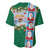 Merry Christmas Baseball Jersey Funny Santa Claus Cards Photo and Polynesian Pattern Green Color