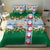 Merry Christmas Bedding Set Funny Santa Claus Cards Photo and Polynesian Pattern Green Color