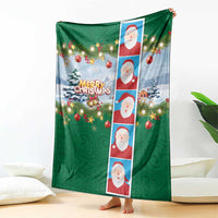 Merry Christmas Blanket Funny Santa Claus Cards Photo and Polynesian Pattern Green Color LT03 - Polynesian Pride