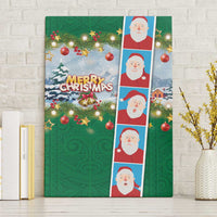 Merry Christmas Canvas Wall Art Funny Santa Claus Cards Photo and Polynesian Pattern Green Color LT03 Without Frame Green - Polynesian Pride