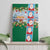 Merry Christmas Canvas Wall Art Funny Santa Claus Cards Photo and Polynesian Pattern Green Color