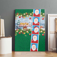 Merry Christmas Canvas Wall Art Funny Santa Claus Cards Photo and Polynesian Pattern Green Color LT03 - Polynesian Pride