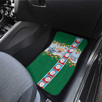 Merry Christmas Car Mats Funny Santa Claus Cards Photo and Polynesian Pattern Green Color LT03 - Polynesian Pride