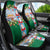 Merry Christmas Car Seat Cover Funny Santa Claus Cards Photo and Polynesian Pattern Green Color