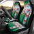 Merry Christmas Car Seat Cover Funny Santa Claus Cards Photo and Polynesian Pattern Green Color