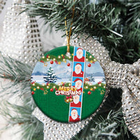 Merry Christmas Ceramic Ornament Funny Santa Claus Cards Photo and Polynesian Pattern Green Color LT03 - Polynesian Pride