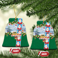 Merry Christmas Ceramic Ornament Funny Santa Claus Cards Photo and Polynesian Pattern Green Color LT03 Bell Flake Green - Polynesian Pride