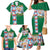 Merry Christmas Family Matching Mermaid Dress and Hawaiian Shirt Funny Santa Claus Cards Photo and Polynesian Pattern Green Color