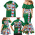 Merry Christmas Family Matching Mermaid Dress and Hawaiian Shirt Funny Santa Claus Cards Photo and Polynesian Pattern Green Color