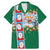 Merry Christmas Family Matching Mermaid Dress and Hawaiian Shirt Funny Santa Claus Cards Photo and Polynesian Pattern Green Color