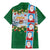 Merry Christmas Family Matching Mermaid Dress and Hawaiian Shirt Funny Santa Claus Cards Photo and Polynesian Pattern Green Color