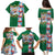 Merry Christmas Family Matching Puletasi and Hawaiian Shirt Funny Santa Claus Cards Photo and Polynesian Pattern Green Color