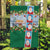 Merry Christmas Garden Flag Funny Santa Claus Cards Photo and Polynesian Pattern Green Color