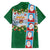 Merry Christmas Hawaiian Shirt Funny Santa Claus Cards Photo and Polynesian Pattern Green Color