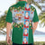 Merry Christmas Hawaiian Shirt Funny Santa Claus Cards Photo and Polynesian Pattern Green Color