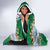 Merry Christmas Hooded Blanket Funny Santa Claus Cards Photo and Polynesian Pattern Green Color