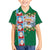 Merry Christmas Kid Hawaiian Shirt Funny Santa Claus Cards Photo and Polynesian Pattern Green Color