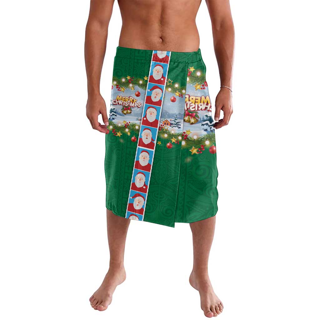 Merry Christmas Lavalava Funny Santa Claus Cards Photo and Polynesian Pattern Green Color LT03 Green - Polynesian Pride