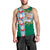 Merry Christmas Men Tank Top Funny Santa Claus Cards Photo and Polynesian Pattern Green Color