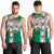 Merry Christmas Men Tank Top Funny Santa Claus Cards Photo and Polynesian Pattern Green Color